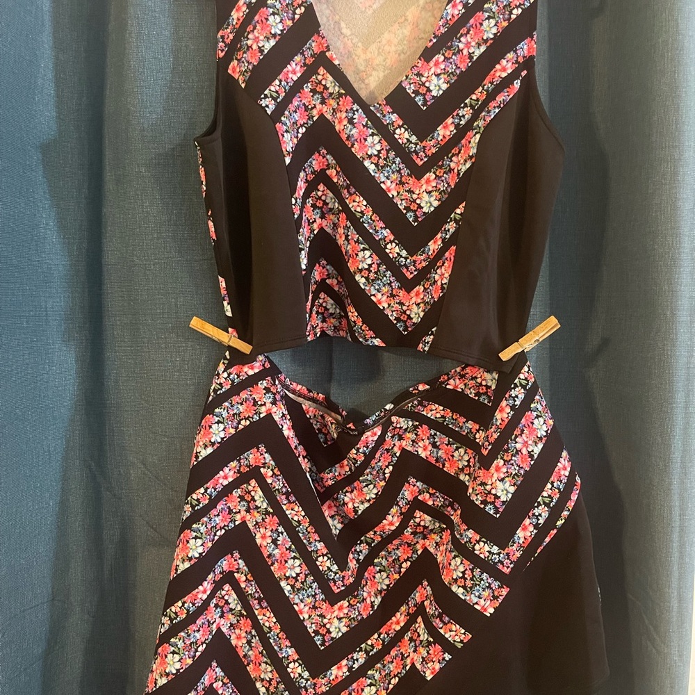 Floral Chevron Black skort set